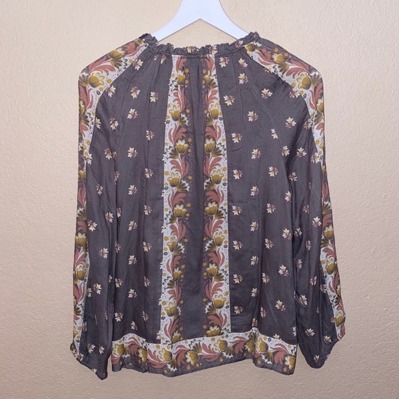 Lucky Brand Border Print Top - gray and floral - Picture 3 of 8